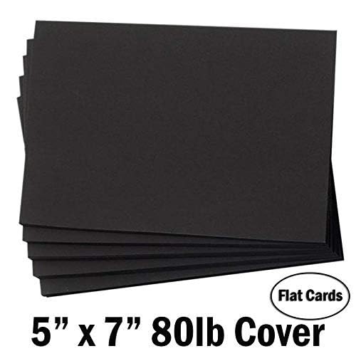 Hamilco Black Colored Cardstock Thick paper - Blank Note Greeting Invitations & Index Cards - 5 x
