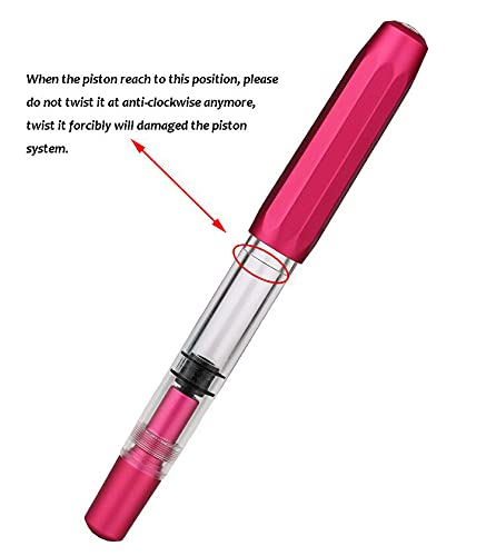 Majohn T1 Piston Fountain Pen Fine, Red Aluminium Clear Acrylic Large Ink Capacity Writing Pen Box