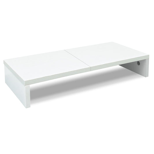 TEAMIX 20 inch White Monitor Stand Riser, Wood Desktop Computer Stand