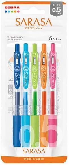 Zebra Gel Ballpoint Pen Sarasa Clip 0.5mm 5 Colors Set N JJ15-5C-N