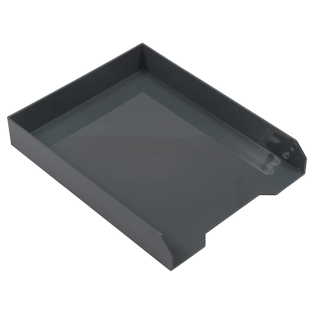 JAM PAPER Stackable Paper Trays - Grey - Desktop Document, Letter, & File Organizer Tray - Sold