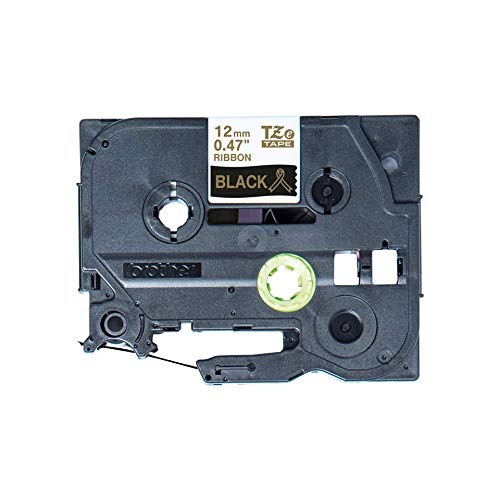 Brother TZe-R334 Labelling Tape Cassette, Gold on Black, 12 mm (W) x 4M (L), Ribbon Tape, Brother