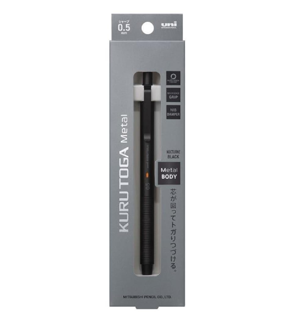 KURUTOGA Mitsubishi Pencil Mechanical Pencil Metal 0.5mm Nocturne Black M5KH1P.24 With Original