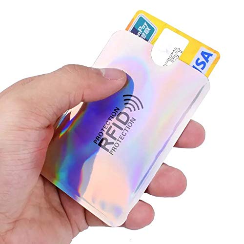 JUMISEE (60 Pack) Holographic RFID Blocking Sleeves, Card Holder Blocking Bank Anti thief Wallet