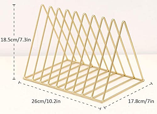 2 Vinyl Record Storage Rack, 9 Slots Holds 60 Albums, Metal Stand - Gold