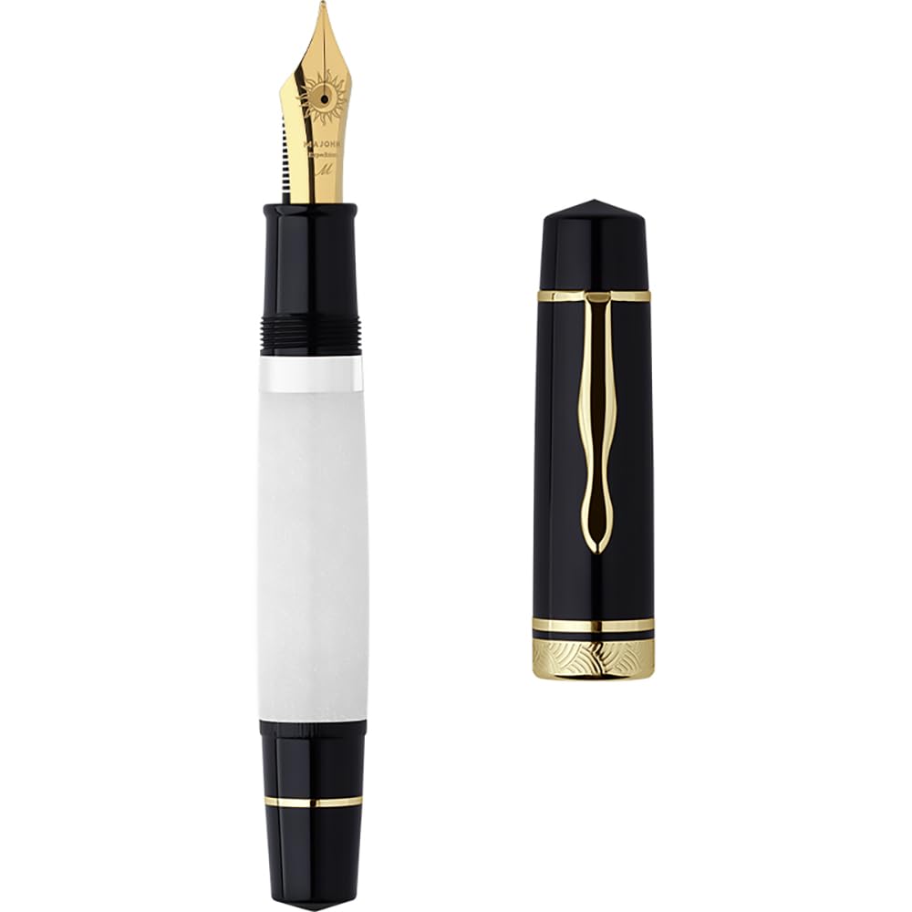 erofa Majohn P139#8 Medium Nib Fountain Pen with Box, Brass Piston System Large Capacity Writing Pen