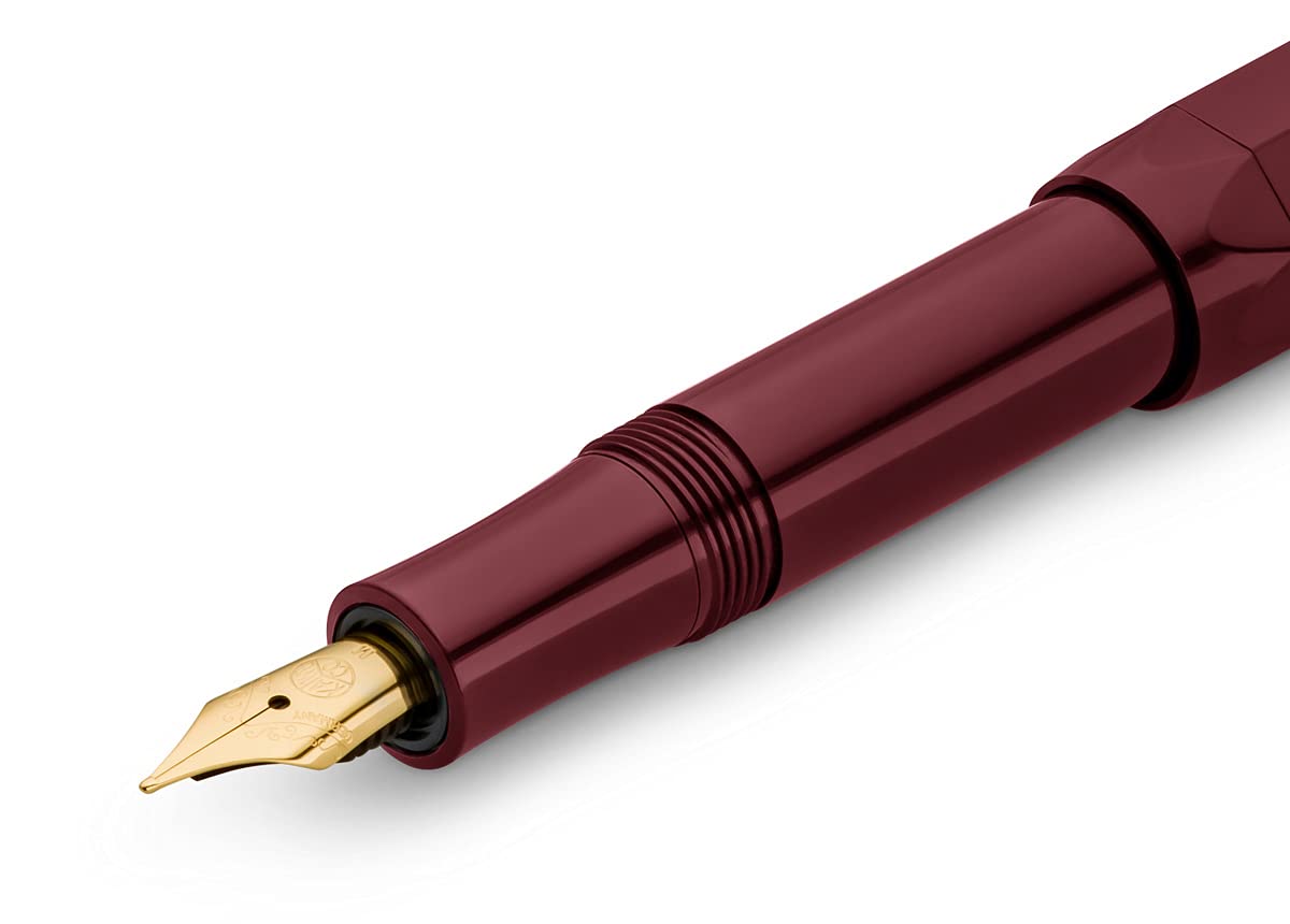 Kaweco CLASSIC SPORT Fountain Pen Bordeaux with 23 Carat Gold-Plated Steel Nib and Iridium Tip for