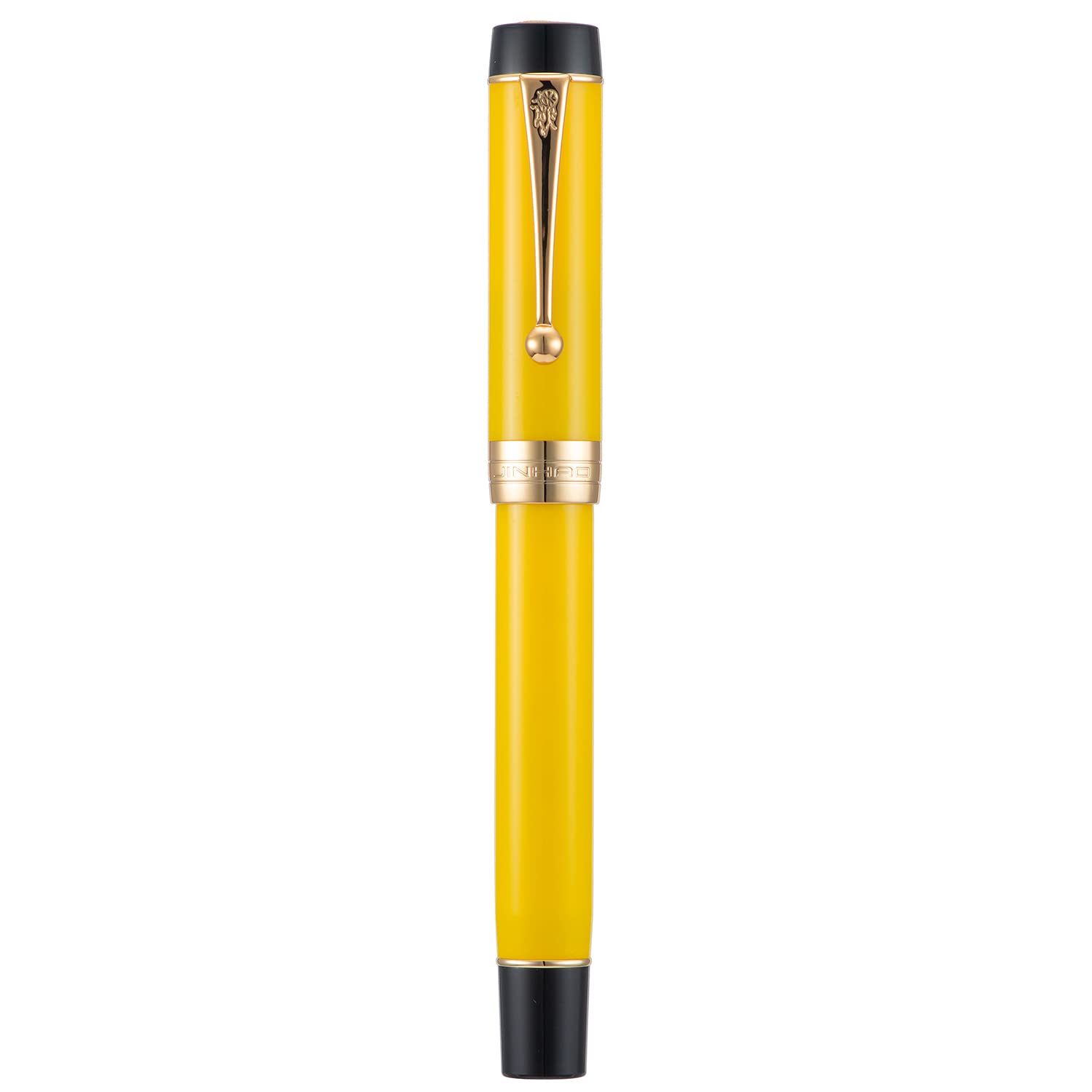 Jinhao Classic Fountain Pen Yellow Celluloid, Medium Nib with Converter and Metal Pen Case Set