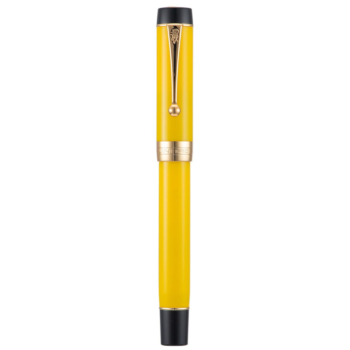 Jinhao Classic Fountain Pen Yellow Acrylic Gold Trim, Fine Point with Conveter and Pen Case Set