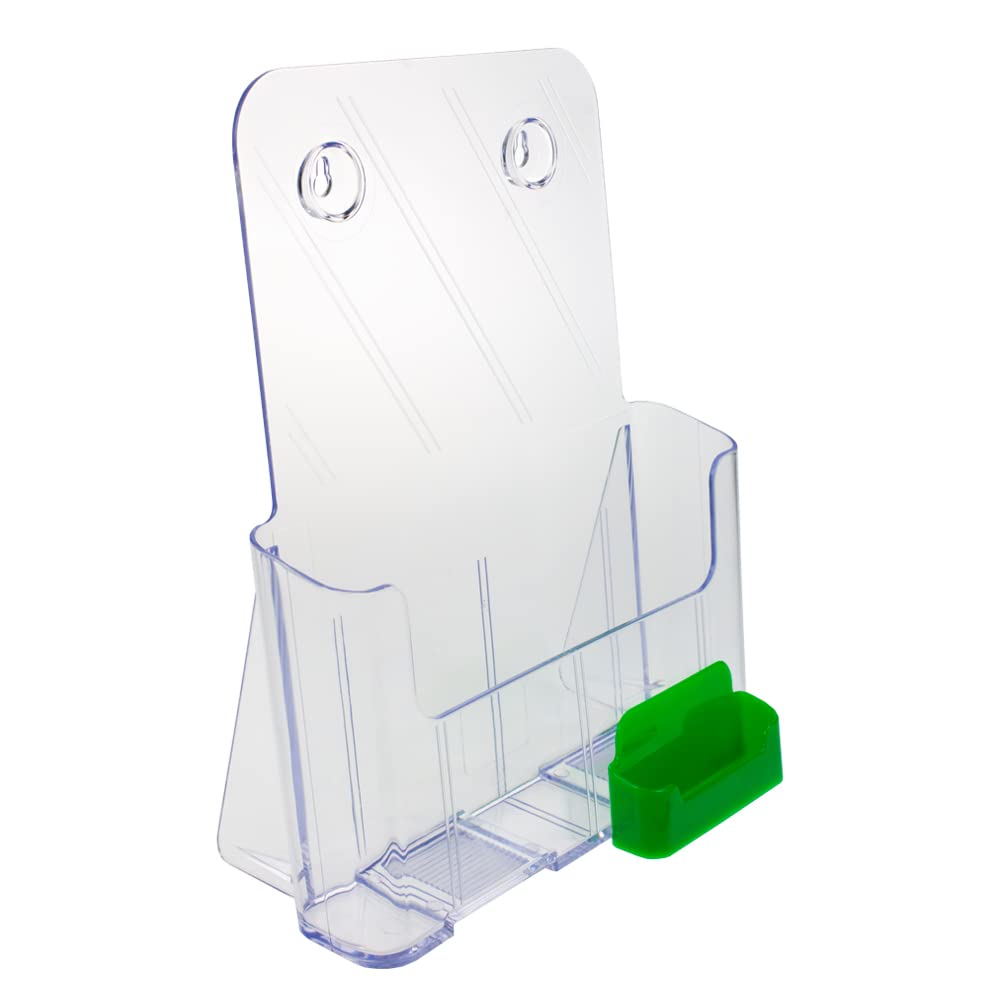 Source One Large Brochure Holder 8.5 x 11 Inches with Business Card Holder (1 Pack, Green)