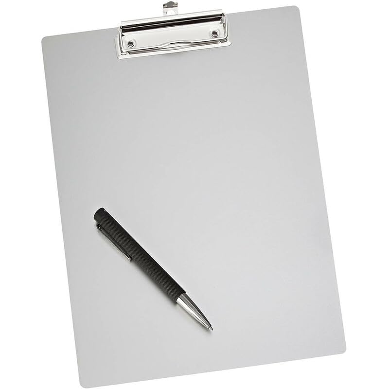 Wedo 057854 Clipboard A4 Writing Board with Rounded Corners Strong Clip and Hanging Hook Aluminium