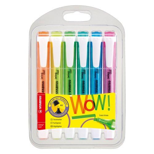 Highlighter - STABILO swing cool - Pack of 6 - Assorted Colors