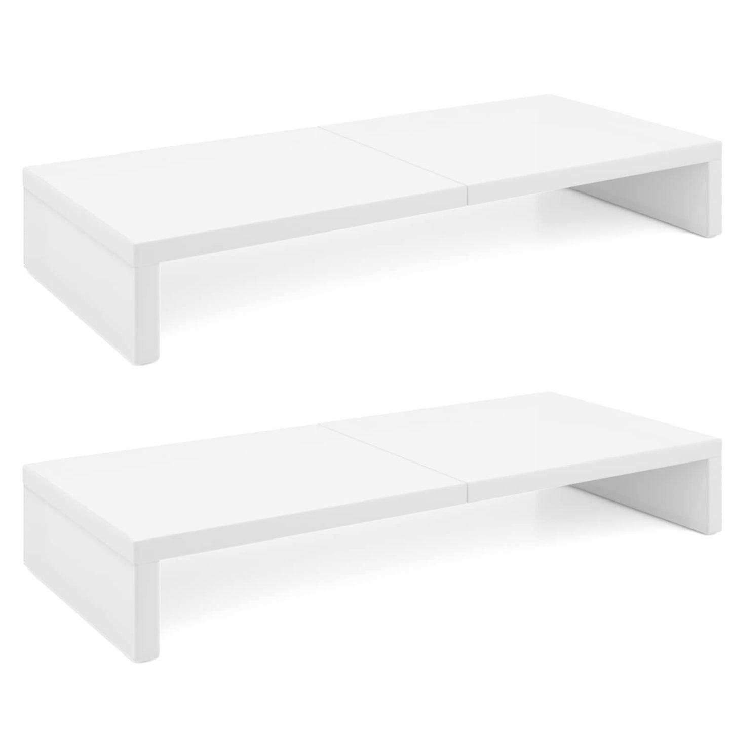 TEAMIX 2 Pack White Monitor Stand Riser 20 inch, Wooden Desktop Stand Shelf