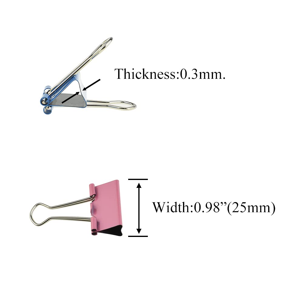 HAHIYO Binder Clips Paper Clamps Spring Steel Sturdy 0.98 inches Width 0.31 Inch Capacity No Sharp