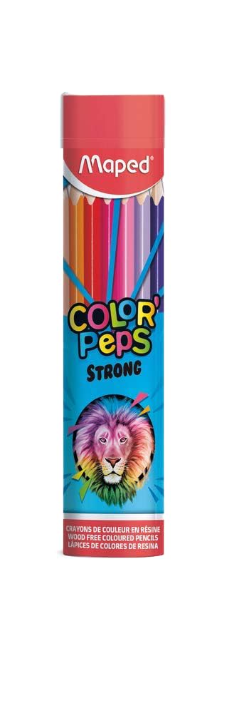 Maped Strong Color'Peps Colouring Pencils, Pack of 24, Extra Strong and Ergonomic - Metal Tube