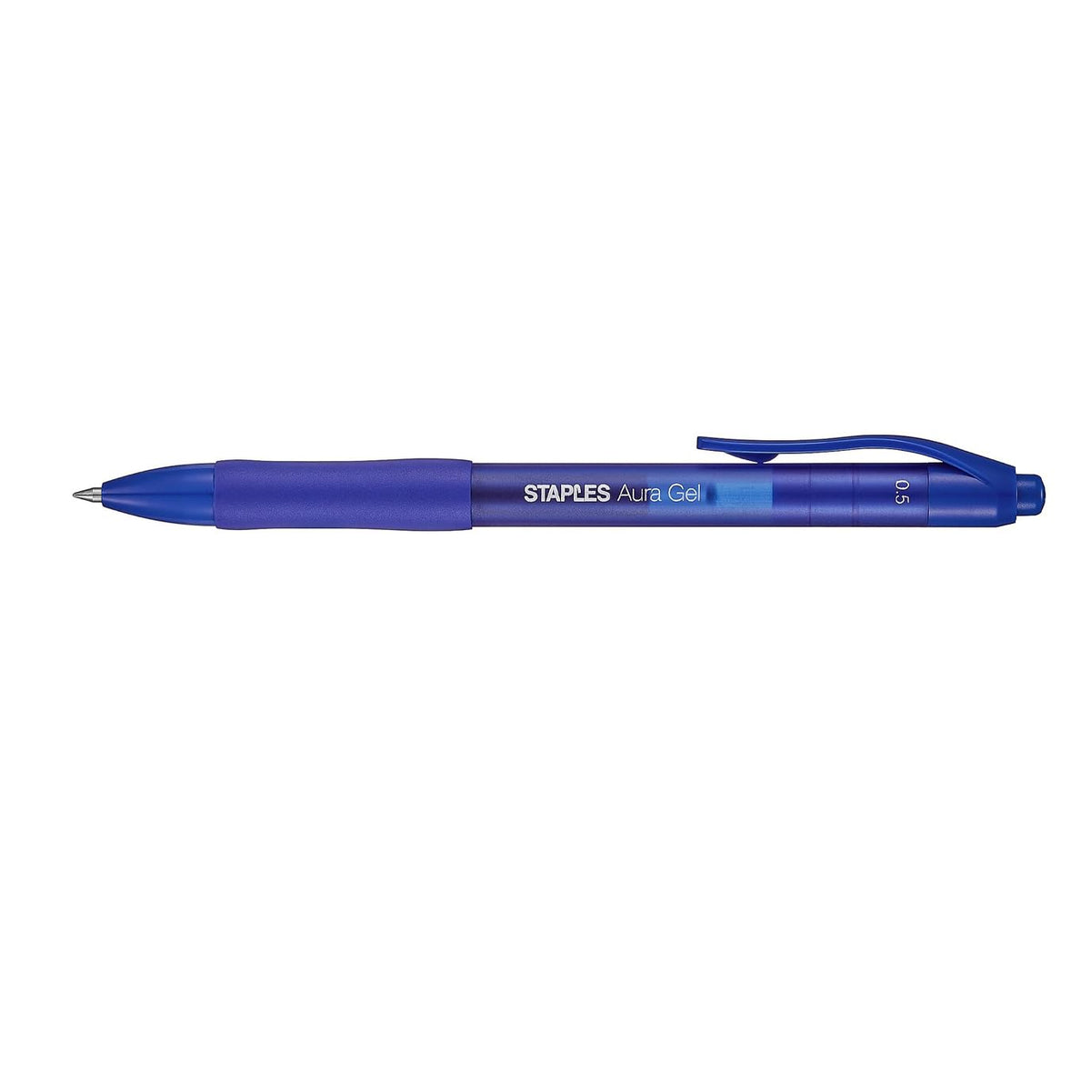 Staples Aura Retractable Gel Pens, Fine 0.5mm, Blue Ink, 36-Pack