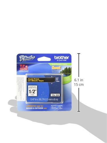 Brother TZE334 P-Touch Standard Adhesive Laminated Labeling Tape, 1/2W