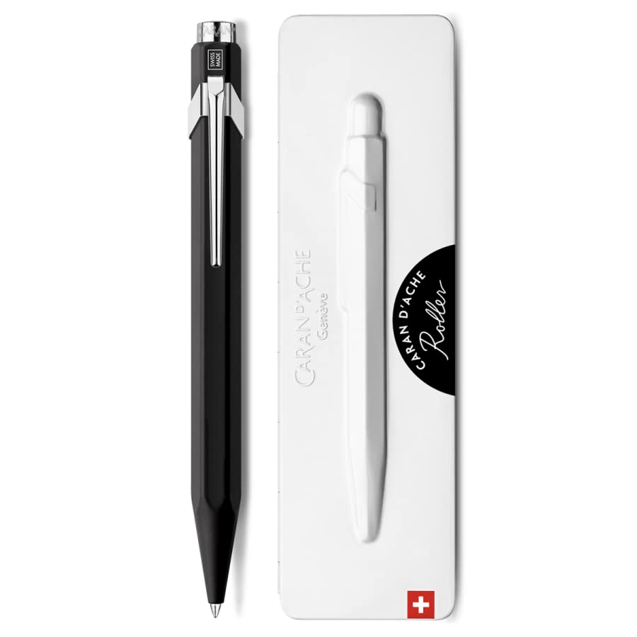 Caran d'Ache Retractable and Capless Rollerball Pen, Matte Black, Slim Pack