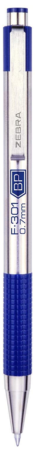 Zebra Pen F-301 Ballpoint Pen, 0.7mm Fine Point, Black, 12 Pack
