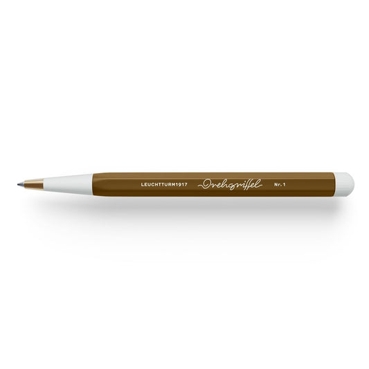 LEUCHTTURM1917 372216 Twist Pen No. 1, Brass, Aluminum, Ballpoint Pen Refill with Blue Ink, Design