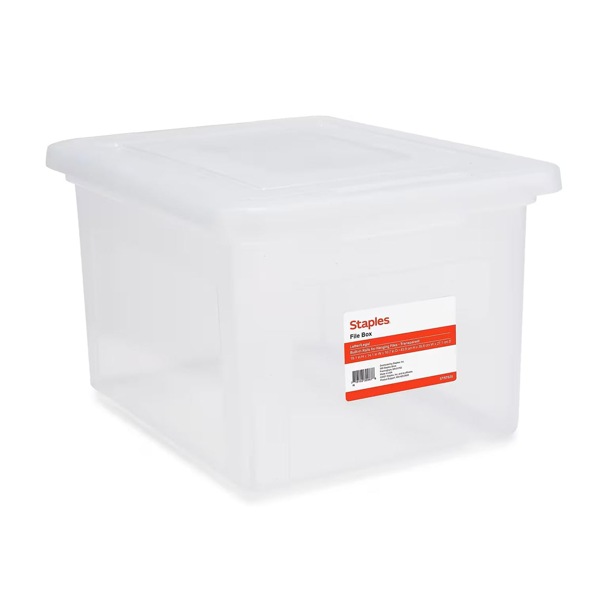 Staples Plastic File Box with Snap Lid, Letter/Legal Size, Clear, 2/Pack