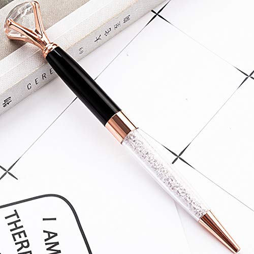 U Scinan 3Pcs Big Diamond Pen Crystal Metal Ballpoint Pens 0.5mm Black Ink Advertising Gif Pen