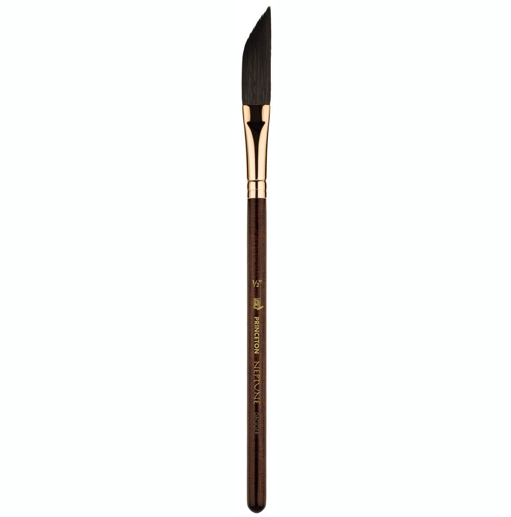 Princeton Neptune Dagger Brush, Synthetic, Short Handle, Size 1/2 inch, 1 Count
