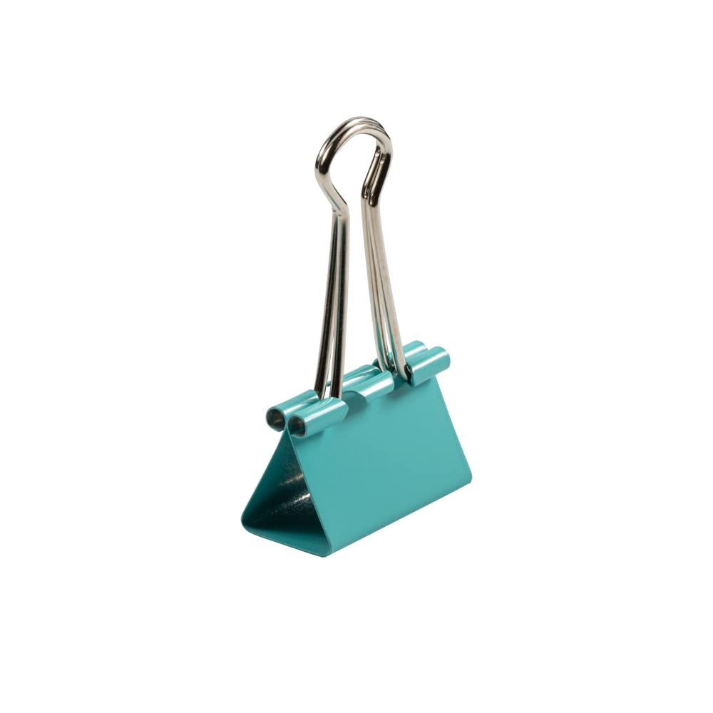 JAM PAPER Colorful Binder Clips - Medium - 1 1/4 Inch (32 mm) - Teal Binderclips - 15/Pack
