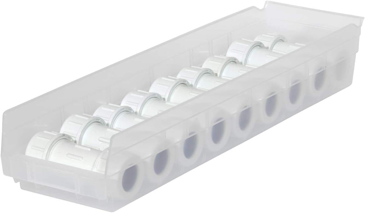 Akro-Mils 30164 Heavy Duty Plastic Shelf Bins, 24"x 6.5"x 4", Clear, 6-Pk