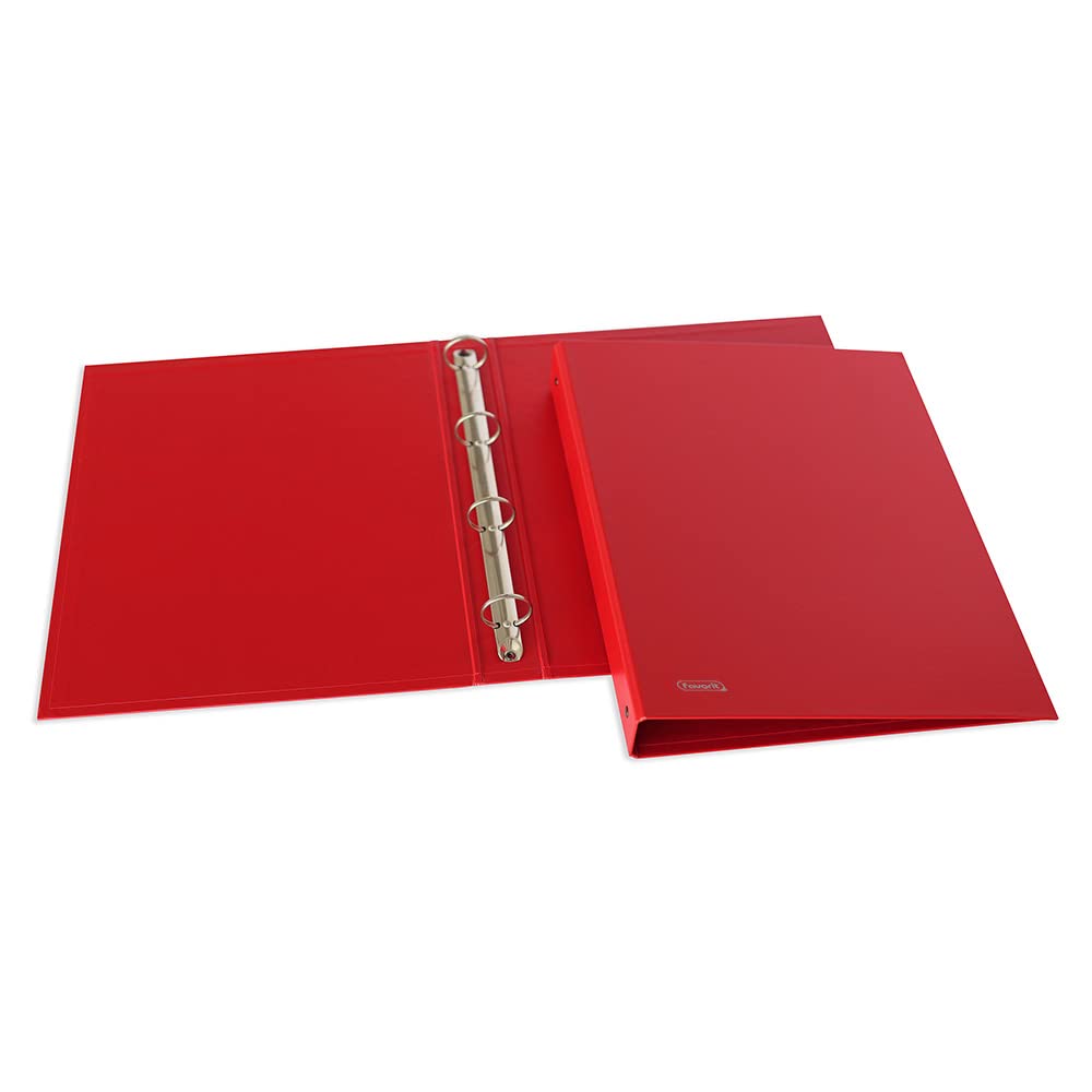 FAVORIT Sprint Cardboard Ring Binder, 22 x 30 cm, 4 Round Rings 30 mm, Red 400173353