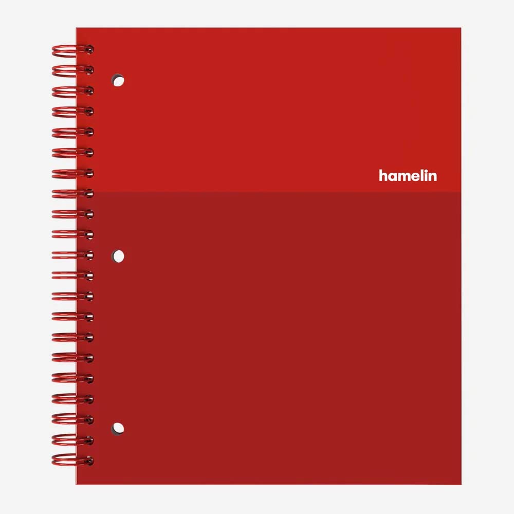 Hamelin 1 Subject, Graph Paper, Hard Cover Spiral Bound Grid Notebook, 4 Square Per Inch 150 Pages