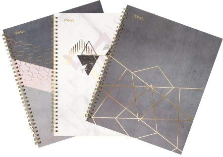 Mead Spiral Notebooks, 1 Subject, College Ruled Paper, 80 Sheets, Modern Chic, 3 Pack (38196)