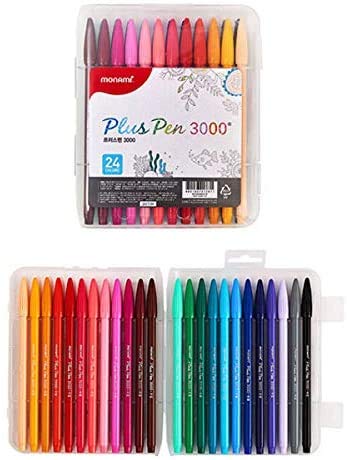 MONAMI Plus Pen 3000 Felt Tip Pens, Fine Point (0.4mm), Coloring/Drawing/Journaling, Assorted