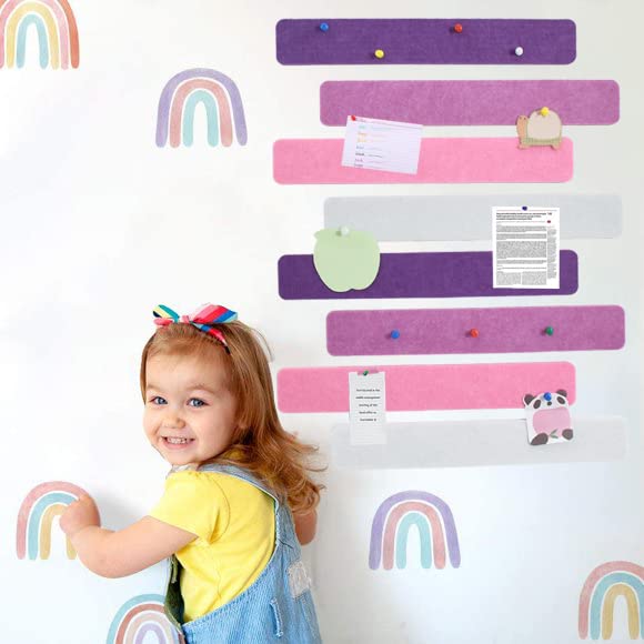 Vuzvuv 8Pcs Cork Bulletin Board Strips for Wall Office-Purple