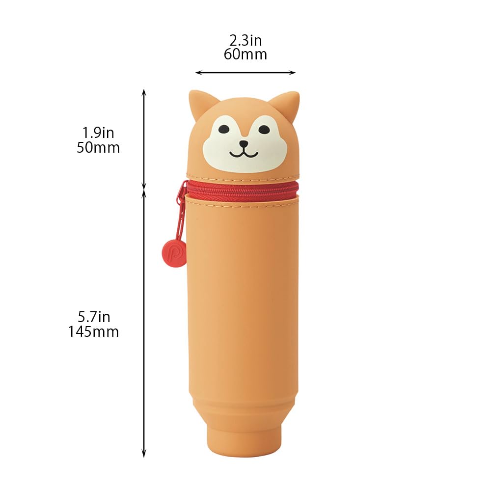 LIHIT LAB Kawaii Japanese Shiba Dog Stand Up Pencil Case For School Office College, Cute School