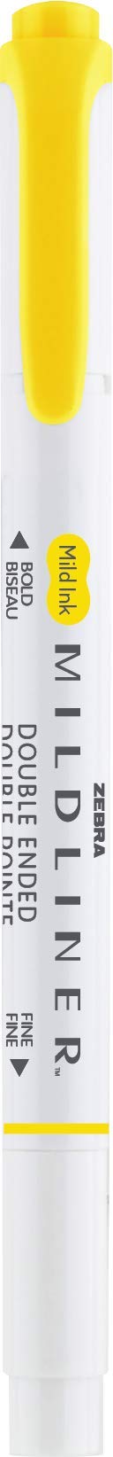Zebra Pen MILDLINER No Bleed Highlighter, Lemon Yellow, Dual Tip, 12-Pack