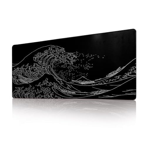 Gaming Mouse Pad Desk Pad XL Large Mouse Mat Office Decor Accessories (Black Wave)