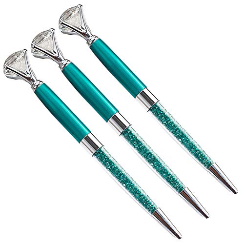 U Scinan 3Pcs Big Diamond Pen Crystal Metal Ballpoint Pens 0.5mm Black Ink Advertising Gif Pen