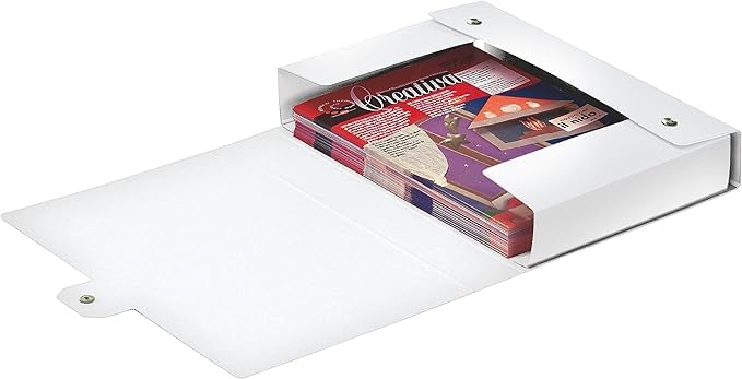 Leitz Press Stud Closure Box File,Plastic-Coated, 25 x 35 cm Dorso 10 cm Metallic White