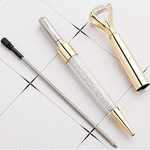 U Scinan 3Pcs Big Diamond Pen Crystal Metal Ballpoint Pens 0.5mm Black Ink Advertising Gif Pen