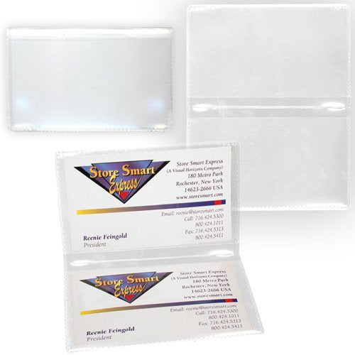 StoreSMART - Clear Folding Business Card Holders - 10 Pack - Polypropylene Plastic (RPP2915C-10)