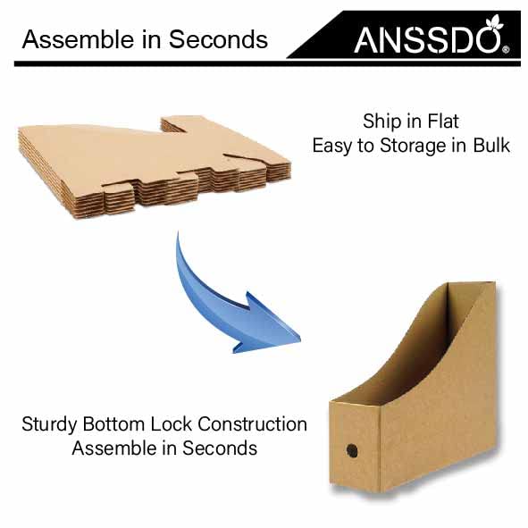 ANSSDO12 Pack Brown Kraft Cardboard Magazine Holder Bulk