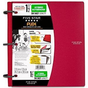 Five Star Flex Hybrid NoteBinder, 1 Inch Binder, Notebook and Binder All-in-One, Color Selected For