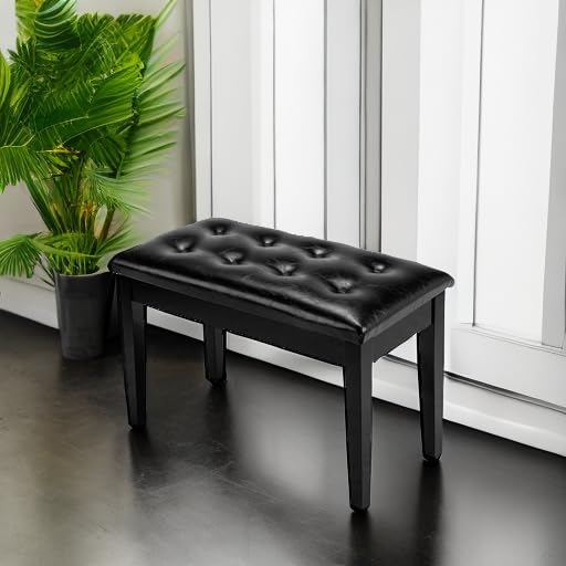 Bonnlo Wooden Duet Piano Bench with Storage, Padded Seat, Black