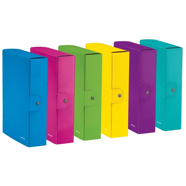Leitz Press Stud Closure Box File,Plastic-Coated, 25 x 35 cm Dorso 10 cm Aquamarine
