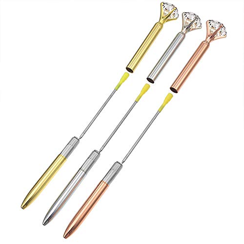 U Scinan 8 Pcs Metal Ballpoint Pen with Big Diamond/Crystal Office Supplies Gift Black Ink, Magnify