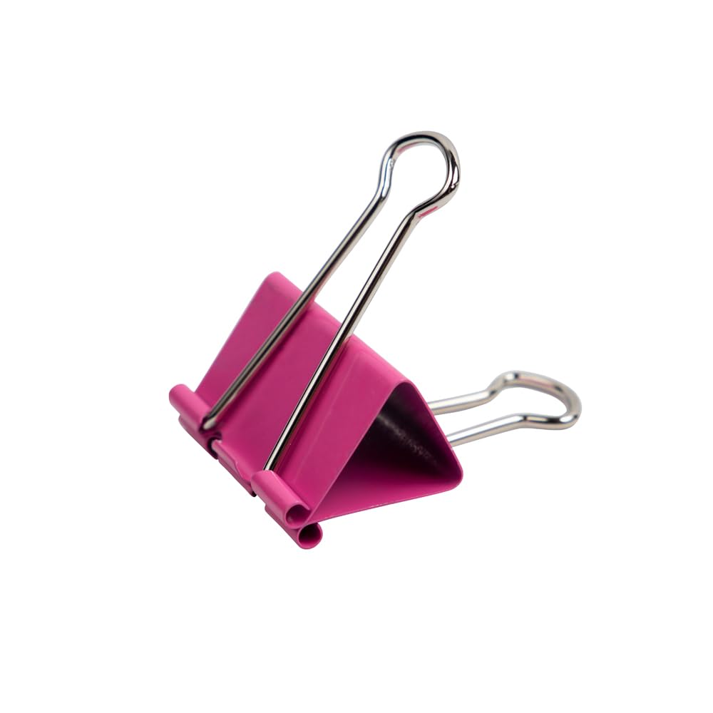 JAM PAPER Colorful Binder Clips - Large - 1 1/2 Inch (41 mm) - Pink Binderclips - 12/Pack