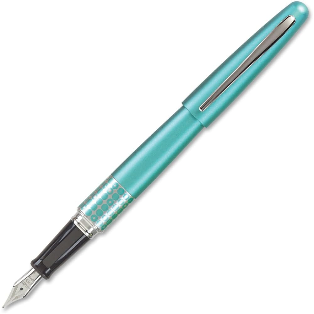 PILOT MR Retro Pop Collection Fountain Pen in Gift Box, Turquoise Barrel with Dots Accent, Fine