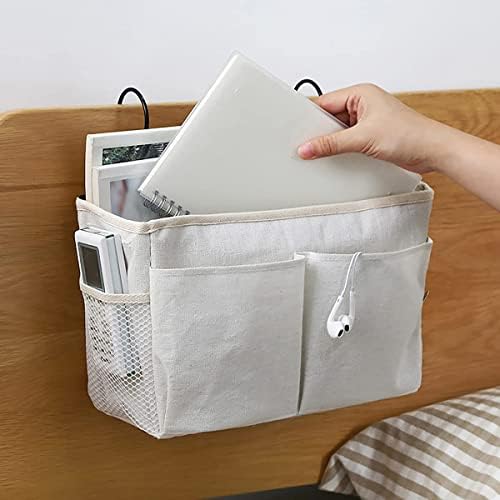 Bedside Caddy Organizer - Bedside Hanging Storage Bag with Hooks, Dorm Essentials Caddy for Bunk