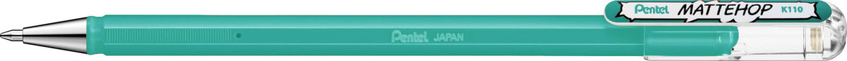 Pentel Mattehop K110V 1.0mm High Density Matte Finish Gel Rollerball Pen - Turquoise (Pack of 12)
